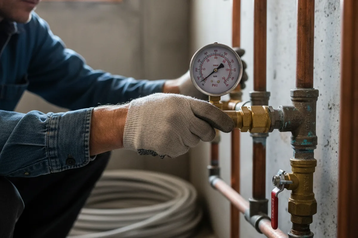 Pressure testing a repaired line during Water Line Repair in Windsor Heights